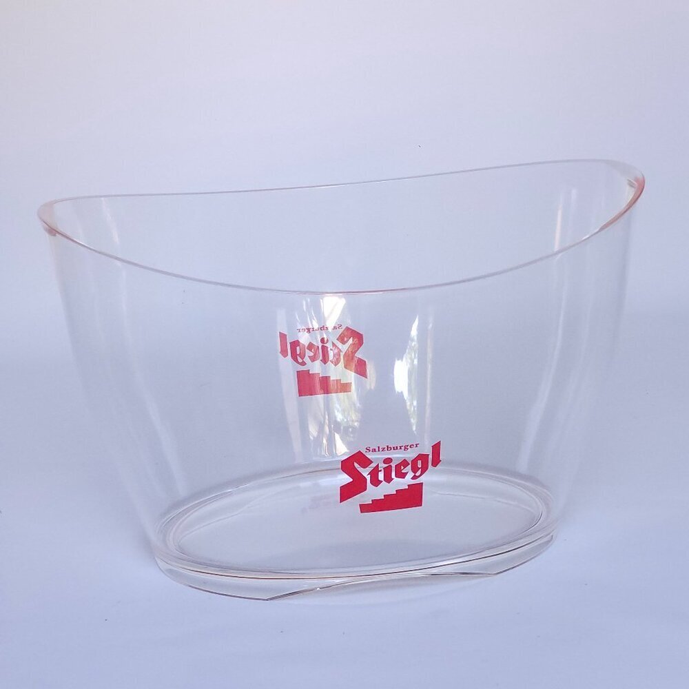 LARGE STIEGL Ice Bucket Acrylic Tub Clear Beer Bucket RARE Attractive Shape